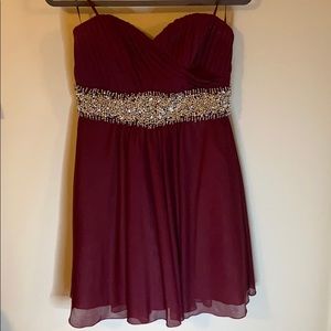 Burgandy strapless dress